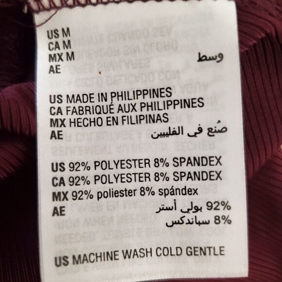 Bar III Twisted Front Thong Bodysuit size Medium in Black Currant. - NEW - Picture 12 of 12